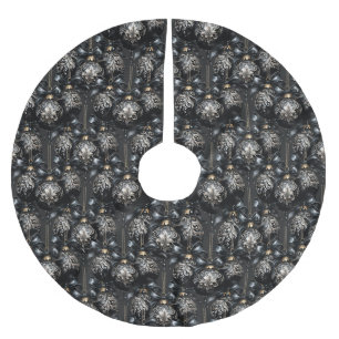 Jupon De Sapin En Polyester Brossé Élégant or noir baubles luxe Noël