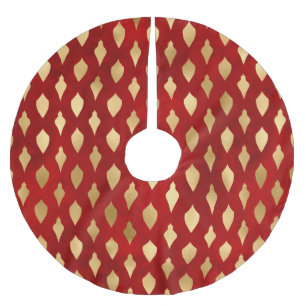 Jupon De Sapin En Polyester Brossé Élégant or rouge rouge joli ornements festifs Noël
