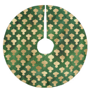 Jupon De Sapin En Polyester Brossé Élégant or vert ornements décoratifs Noël