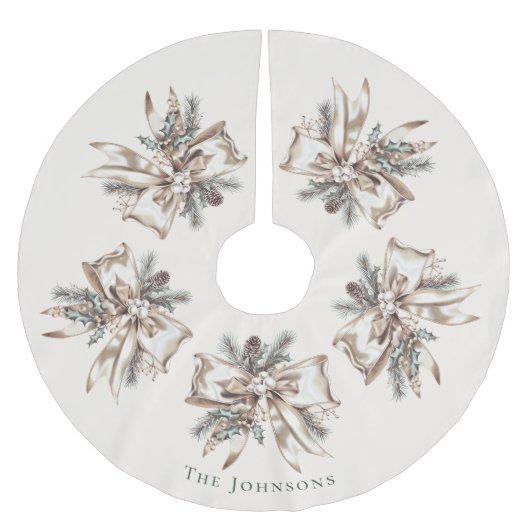 Jupon De Sapin En Polyester Brossé Elegant Personalized Christmas Tree Skirt (Devant)