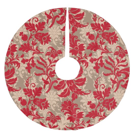 Jupon De Sapin En Polyester Brossé Elegant Red Floral Christmas (Devant)