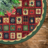Jupon De Sapin En Polyester Brossé Elegant red green festive christmas pattern custom