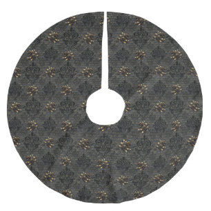 Jupon De Sapin En Polyester Brossé Élégant roses en or noir damassé gothique