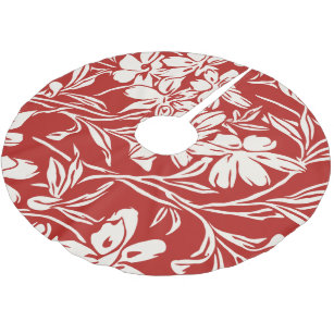 Jupon De Sapin En Polyester Brossé Élégant rouge Abstrait Floral Illustration Motif