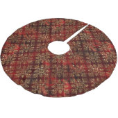 Jupon De Sapin En Polyester Brossé Élégant Rouge or Motif Noël (Angle)