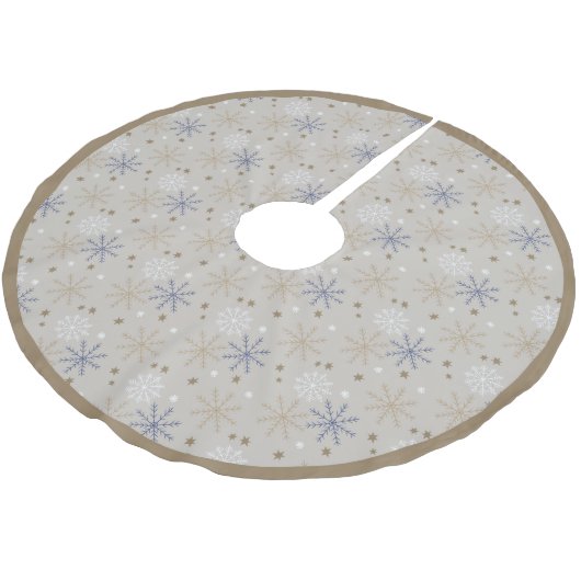 Jupon De Sapin En Polyester Brossé Elegant Snowflake Pattern Beige (Angle)