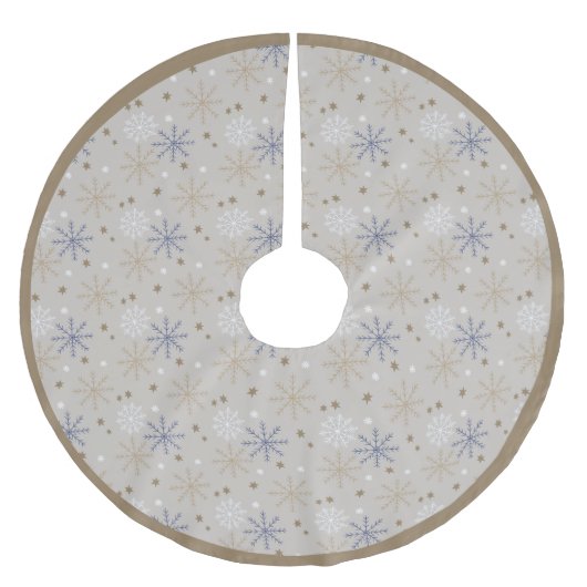 Jupon De Sapin En Polyester Brossé Elegant Snowflake Pattern Beige (Devant)