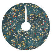 Jupon De Sapin En Polyester Brossé Elégante aquarelle de Noël verdure et baies (Devant)