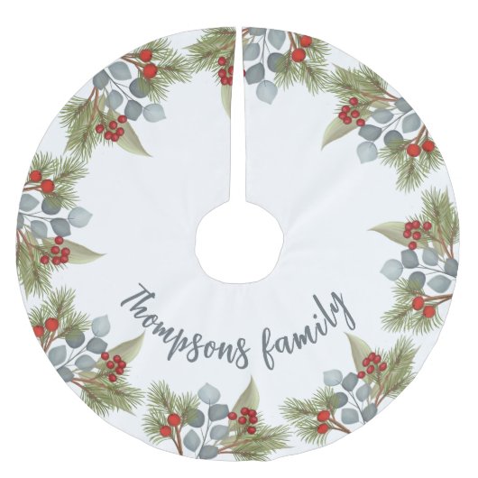 Jupon De Sapin En Polyester Brossé Elégante aquarelle Hiver Verdure Pine Eucalyptus (Devant)