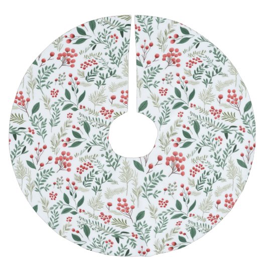 Jupon De Sapin En Polyester Brossé Elégante Baies rouges Holly (Devant)