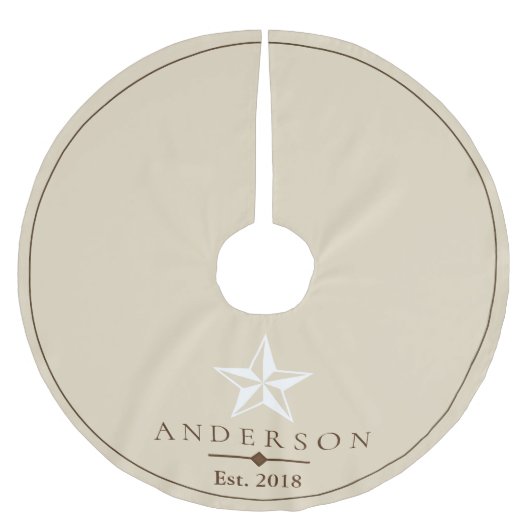 Jupon De Sapin En Polyester Brossé Élégante étoile blanche | Personnalisé (Devant)