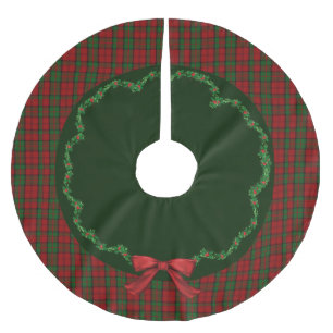 Jupon De Sapin En Polyester Brossé Elégante jupe d'arbre plaid écossaise festive Dunb