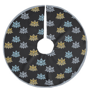 Jupon De Sapin En Polyester Brossé Élégante Motif de Lotus Zen Yoga Méditation