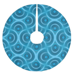 Jupon De Sapin En Polyester Brossé Elégante Onde Ripple, Bleu Vintage.
