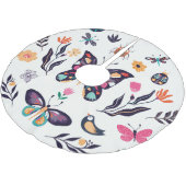 Jupon De Sapin En Polyester Brossé Eléments de printemps Papillons Oiseaux Fleurs (Angle)