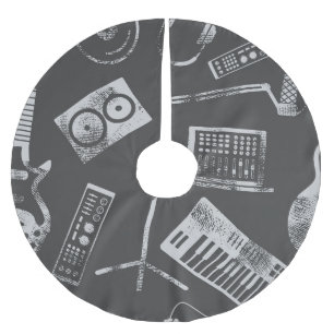 Jupon De Sapin En Polyester Brossé Éléments musicaux : vintage arrière - plan sans so