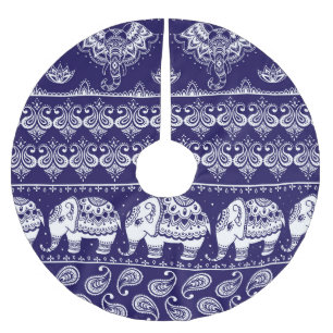 Jupon De Sapin En Polyester Brossé Elephant, paisley : motif vintage tribal.