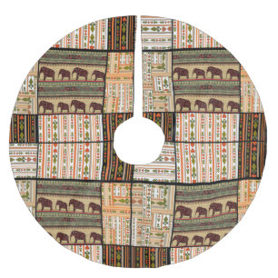 Jupon De Sapin En Polyester Brossé Eléphants de Patchwork : Texture ornementale
