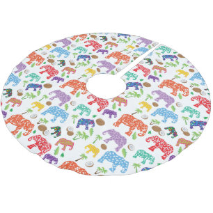Jupon De Sapin En Polyester Brossé Eléphants tropicaux