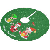 Jupon De Sapin En Polyester Brossé Elfes de Noël en vert (Angle)