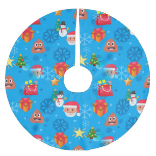 Jupon De Sapin En Polyester Brossé émoticône de Noël bleu