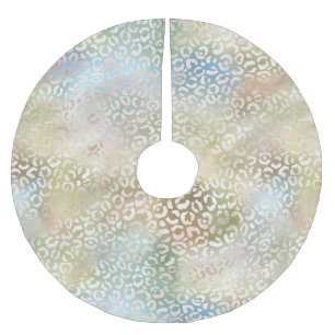 Jupon De Sapin En Polyester Brossé Empreinte de léopard Aqua Gold
