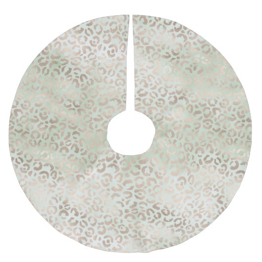 Jupon De Sapin En Polyester Brossé Empreinte de léopard d'aquarelle en or Glam (Devant)