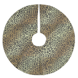 Jupon De Sapin En Polyester Brossé Empreinte de léopard et feuille d'or fascinants