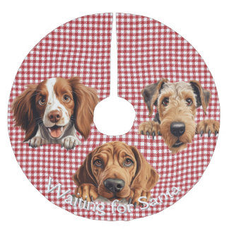 Jupon De Sapin En Polyester Brossé En attente des Chiens de Père Noël