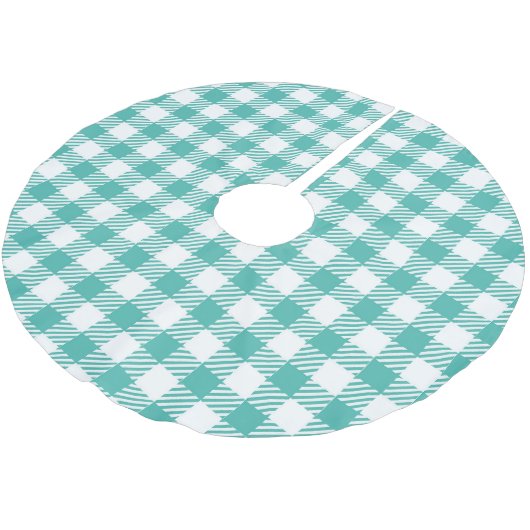 Jupon De Sapin En Polyester Brossé En vichy blanc bleu moderne (Angle)