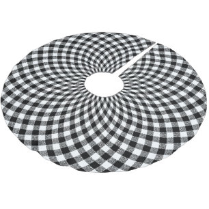 Jupon De Sapin En Polyester Brossé En vichy ronde blanc
