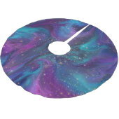 Jupon De Sapin En Polyester Brossé Encre cosmique | Turquoise bleu violet Galaxie Neb (Angle)