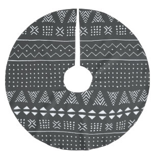 Jupon De Sapin En Polyester Brossé Ethnie tribale : motif noir blanc.