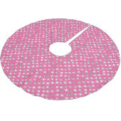 Jupon De Sapin En Polyester Brossé Étoiles argentées sur fond rose fuchsia (Angle)