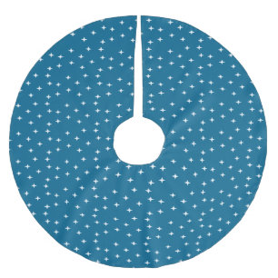 Jupon De Sapin En Polyester Brossé Étoiles blanches en bleu