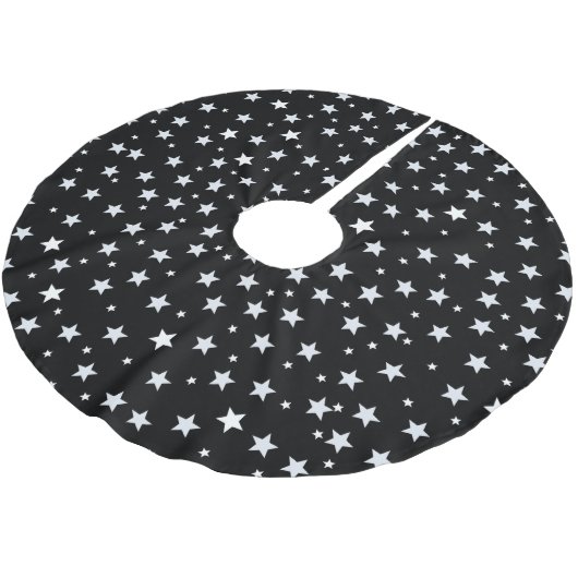 Jupon De Sapin En Polyester Brossé Étoiles blanches en noir (Angle)
