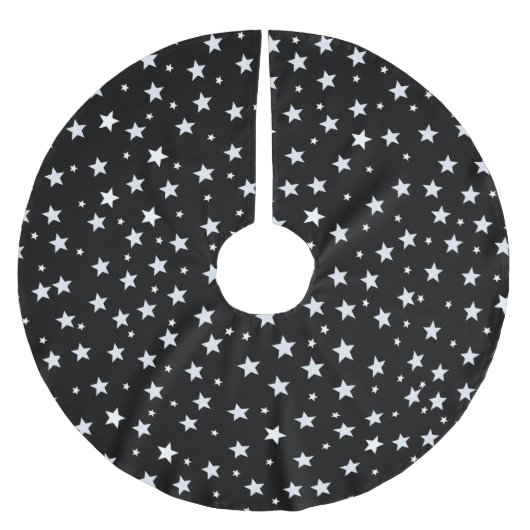 Jupon De Sapin En Polyester Brossé Étoiles blanches en noir (Devant)