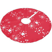 Jupon De Sapin En Polyester Brossé Étoiles blanches sur Arrière - plan rouge (Angle)