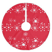 Jupon De Sapin En Polyester Brossé Étoiles blanches sur Arrière - plan rouge (Devant)