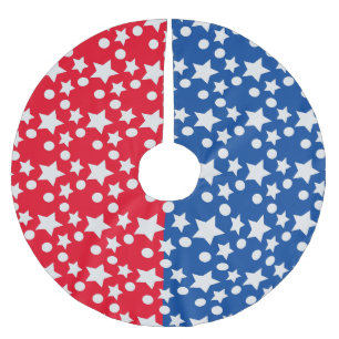 Jupon De Sapin En Polyester Brossé Étoiles bleues modèle rouge patriotique du 4 juill