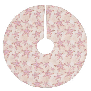Jupon De Sapin En Polyester Brossé Étoiles de mer et motif pastel rose corail