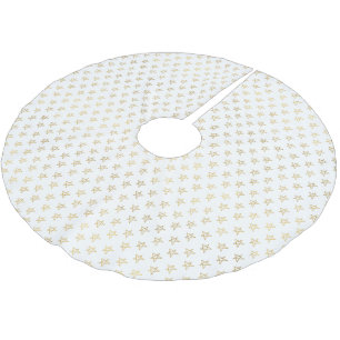 Jupon De Sapin En Polyester Brossé Étoiles d'or blanc brillant