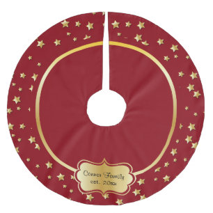 Jupon De Sapin En Polyester Brossé Étoiles d'or de Joyeux Noël sur l'arrière - pla