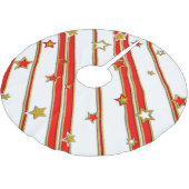 Jupon De Sapin En Polyester Brossé Etoiles & Grilles Motif or rouge + vos idées (Angle)