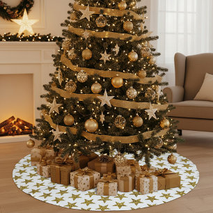 Jupon De Sapin En Polyester Brossé étoiles pailletées or