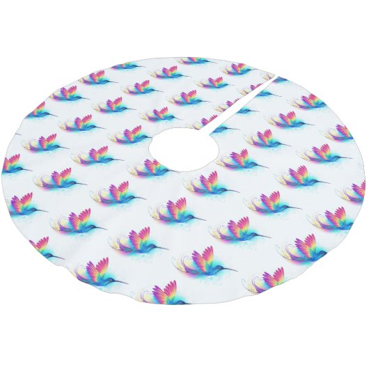 Jupon De Sapin En Polyester Brossé Exotic Rainbow Hummingbird (Angle)