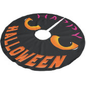 Jupon De Sapin En Polyester Brossé Face d'horreur noire Halloween heureux (Angle)