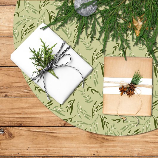 Jupon De Sapin En Polyester Brossé Falda árbol navidad con diseño de hojas muérdago