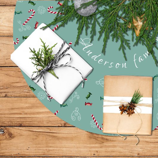 Jupon De Sapin En Polyester Brossé Falda para Árbol de Navidad, candy cane