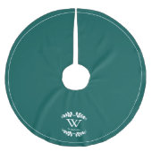 Jupon De Sapin En Polyester Brossé Famille de Laurel Turquoise foncé Monogramme perso (Devant)